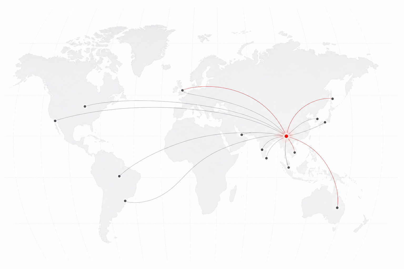 Export routes from Guangzhou to major global markets