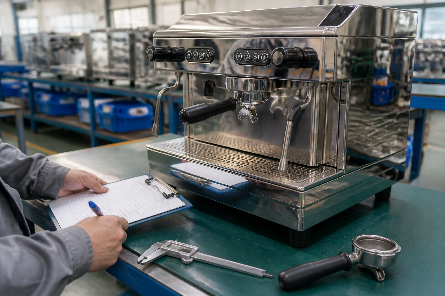 Bench inspection of a commercial espresso machine